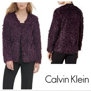 Calvin Klein purple faux fur shag jacket